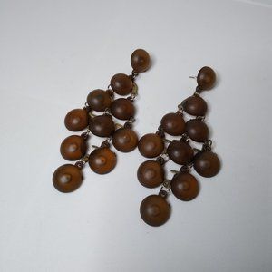 Brown Plastic Bead Dangle Earrings